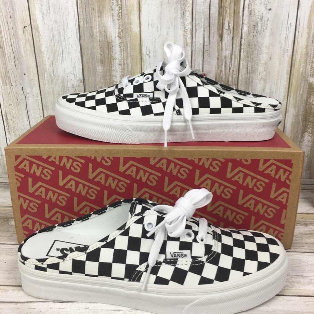 Vans Authentic Mule Checkerboard Black/Truwhtš AUA - Picture 2 of 14